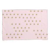 ソフトピンクと金ゴールドのスターパターンポーフ子供部屋 枕カバー (正面右)