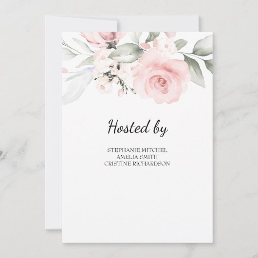 ソフトピンクと金ゴールドの幾何ブライダルシャワー 招待状 (裏面)