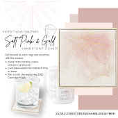 ソフトピンクと金ゴールドスクエアサンドストーンコースター ストーンコースター