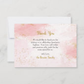 ソフトピンクと金ゴールドフェイクグリッター正統バプテスマ サンキューカード (正面)