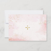 ソフトピンクと金ゴールドフェイクグリッター正統バプテスマ サンキューカード (裏面)