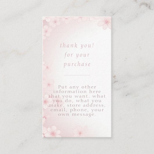 ソフトピンクのさくらんぼの花の背景の挿入カード エンクロージャーカード (正面)