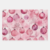 ソフトピンクのエレガンス:クリスマスオーナメント ラッピングペーパーシート (正面2)