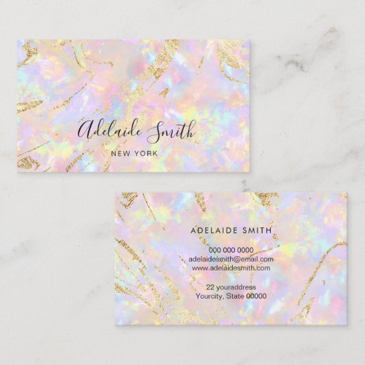 ソフトピンクのオパール石の名刺 名刺 (正面/裏面)