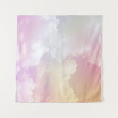 ソフトピンクのオレンジ色の空：ふわふわ タペストリー (正面(横))