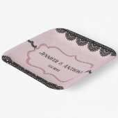 ソフトピンクのカスタムウェディングにブラックレース ペーパープレート (傾斜あり)