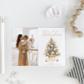 ソフトピンクのクリスマスツリーの水の色のカスタム写真 シーズンカード