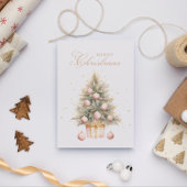 ソフトピンクのクリスマスツリーの水の色のカスタム写真 シーズンカード