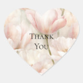 ソフトピンクのクリーム色のチューリップの花 ありがとう ハートシール (正面)