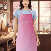 ソフトピンクのグラデーション - 名前を追加 エプロン