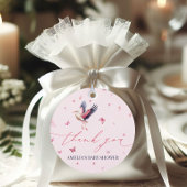 ソフトピンクのコウノトリお洒落チョウの赤ちゃんシャワー フェイバータグ