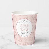 ソフトピンクのストロベリーパターン誕生日 紙コップ (裏面)