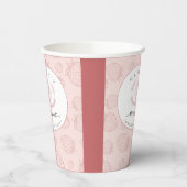 ソフトピンクのストロベリーパターン誕生日 紙コップ (左)