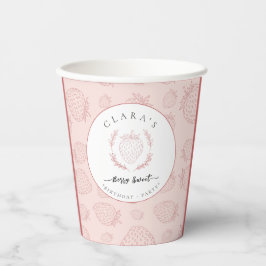 ソフトピンクのストロベリーパターン誕生日 紙コップ