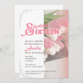 ソフトピンクのチューリップエレガント甘い16招待状 招待状 (正面/裏面)