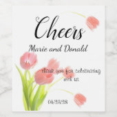 ソフトピンクのチューリップ ワインラベル (シングルラベル)