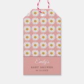 ソフトピンクのデイジー フラワーパターン ベビーシャワー ギフトタグ (正面)