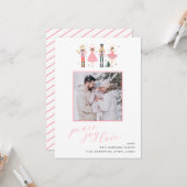 ソフトピンクのナツクラッカークリスマスフォトホリデーカード カード (正面/裏面インサイチュ)