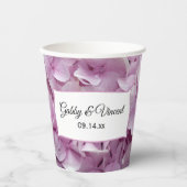 ソフトピンクのハイドランジア ウェディングペーパーカップ 紙コップ (正面)
