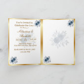 ソフトピンクのバラとはっきりしたネイビーの開花結婚ズ 招待状 (内部)