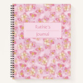 ソフトピンクのバラとハート ノートブック (正面)