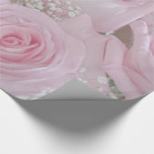 ソフトピンクのバラと赤ちゃんの息の包み紙 ラッピングペーパー (角)