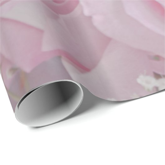 ソフトピンクのバラと赤ちゃんの息の包み紙 ラッピングペーパー (ロールコーナー)