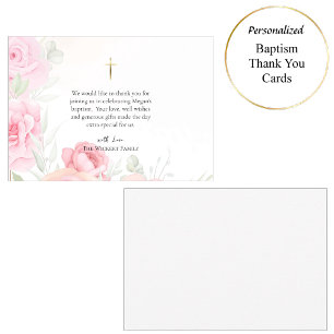 ソフトピンクのバラの聖母子 カトリックの洗礼  サンキューカード