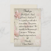 ソフトピンクのバラ結婚スの感謝状カード サンキューカード (正面/裏面)