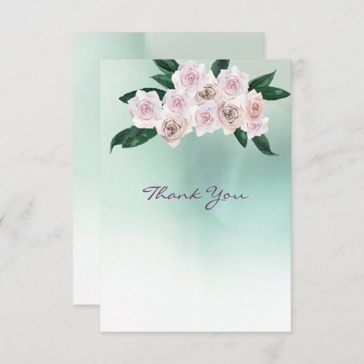 ソフトピンクのバラ結婚咲きありがとう サンキューカード (正面/裏面)