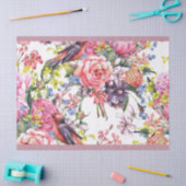 ソフトピンクのバラ&フラワーズデザインデコページ 薄葉紙 (クラフト)
