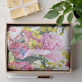 ソフトピンクのバラ&フラワーズデザインデコページ 薄葉紙 (ギフト)