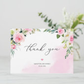 ソフトピンクのフローラの緑のユーカリのロマンチックなボホ サンキューカード (スタンド正面)