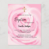 ソフトピンクのフローラガールバジェットバプテスマの招待 チラシ (正面)