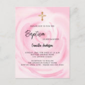 ソフトピンクのフローラガールバプテスマ インビテーションポストカード (正面)