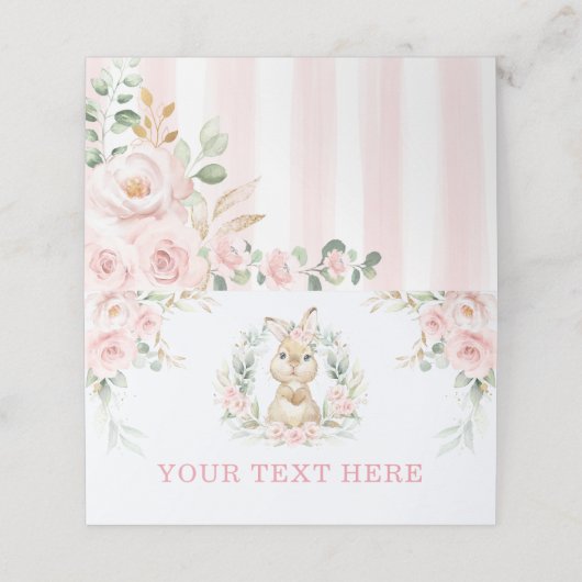 ソフトピンクのフローラバニーラビットベビーガールフードテント プレイスカード (外部開封)