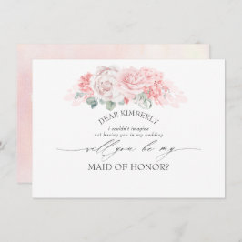 ソフトピンクのフローラメイド・オブ・オーナー（花嫁付き添い人）/ブライドメイド提案 招待状
