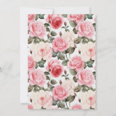 ソフトピンクのフローラ水色テディガール赤ちゃんシャワー 招待状 (裏面)