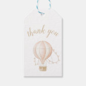 ソフトピンクのホットエアバルーンベビーシャワーギフトラベル ギフトタグ (正面)