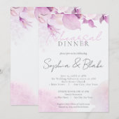 ソフトピンクのモダン ボーホー ウェディング リハーサル ディナー 招待状 (正面/裏面)