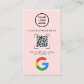 ソフトピンクのモダンQRコードGoogleレビュー 名刺 (正面)