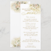 ソフトピンクのロマンチックなフローラ金ゴールド書 メニュー (正面/裏面)