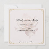 ソフトピンクのローズフラット日付カードを保存 セーブザデート (裏面)