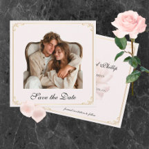 ソフトピンクのローズフラット日付カードを保存