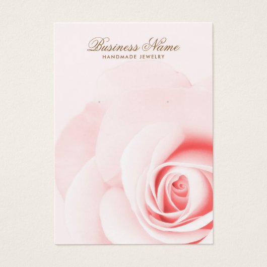 ソフトピンクのローズロマンチックなイヤリングディスプレイカード (正面)