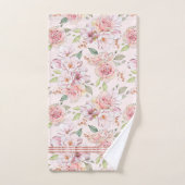 ソフトピンクのヴィンテージバラパターン バスタオルセット (ハンドタオル)