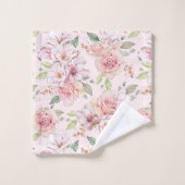 ソフトピンクのヴィンテージバラパターン バスタオルセット (ウォッシュタオル)