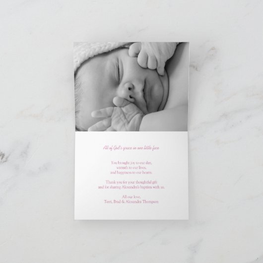 ソフトピンクの写真ありがとう/招待状カード サンキューカード (内部)