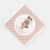 ソフトピンクの妖精フラワー4歳の誕生日パーティー用ナプキン (コーナー)