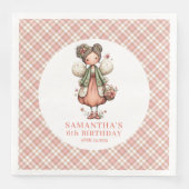 ソフトピンクの妖精フラワー4歳の誕生日パーティー用ナプキン (正面)